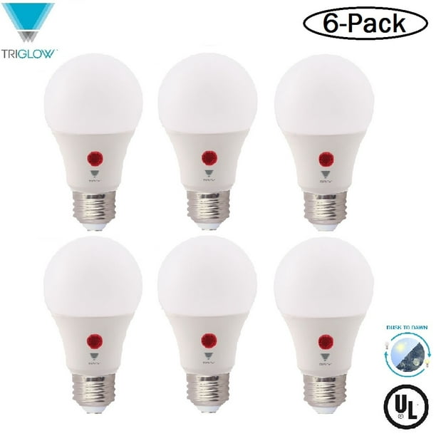 60W Equivalent Dusk-to-Dawn LED Bulbs Non-Dimmable TriGlow T95201 LED Dusk-to-Dawn A19 Bulb Soft White 3000K 9W 800 Lumen 